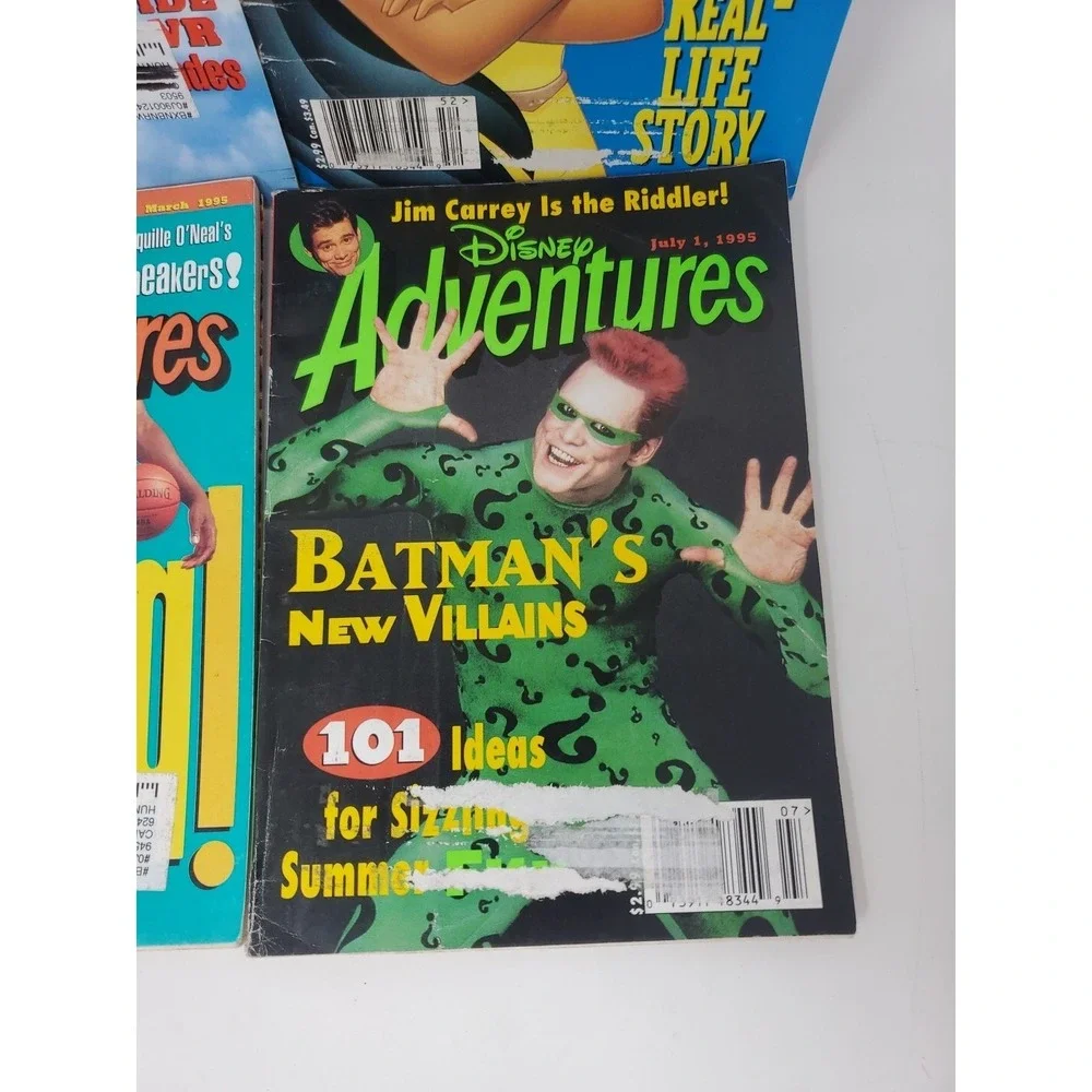 Lot of 4 Disney Adventures Magazines 1995 Jim Carry Riddler Shaquile O'Neal